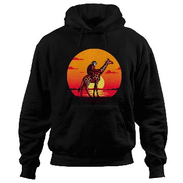 Discover Sunset Safari: Monkey Riding Giraffe Hoodies