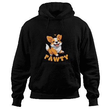 Discover LET'S PAWTY Cute Happy Corgi Dog Hoodies
