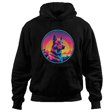 Discover Synthwave German Shepherd 1 Hoodies