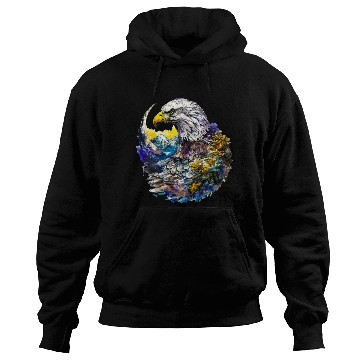 Discover Wilderness Watercolor Forest Moon Eagle Hoodies