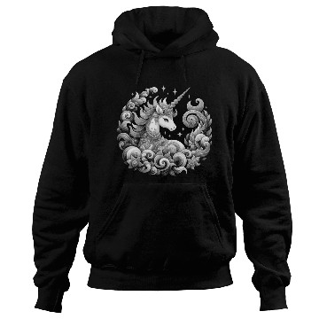 Discover A unicorn black and white with a delicate pattern. Hoodies
