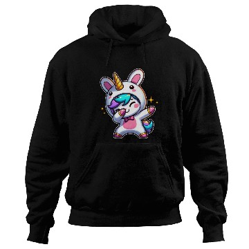 Discover Cute Kawaii Dabbing Unicorn Wearing Easter Bunny Hoodies