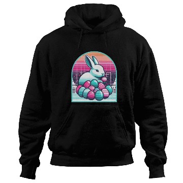 Discover Synthwave Easter Bunny with Eggs Hoodies