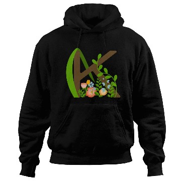 Discover Capital letter K monogram and wildflowers Hoodies