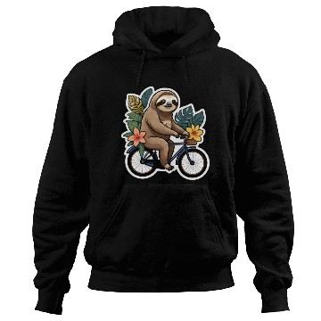 Discover Laid-back Sloth: Serene Bicycle Stroll Hoodies