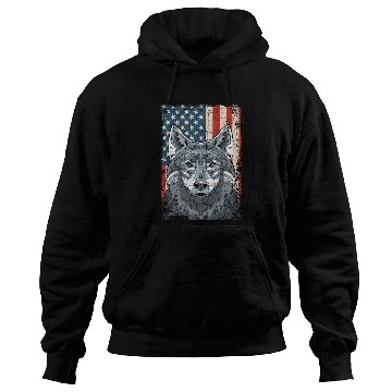 Discover Wolf 4th of July American Flag Howling Wolves Hoodies