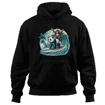 Discover Monkey Riding Panda Surfing Wave Hoodies
