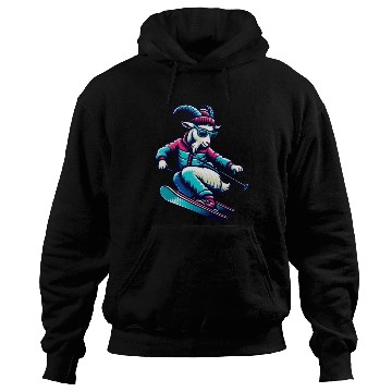 Discover Funny Goat Skiing Down The Snowy Slopes Hoodies