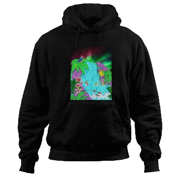Discover Northern Lights Waterfall Serenity with Swimmers Hoodies
