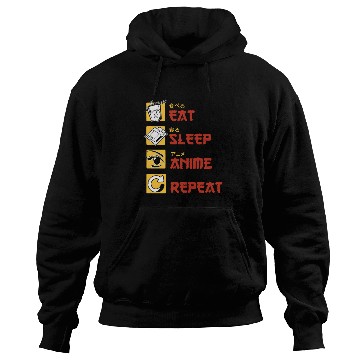 Discover eat sleep anime repeat funny manga Hoodies