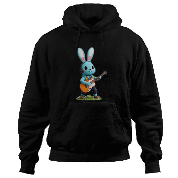 Discover Rabbit playing guitar Hoodies