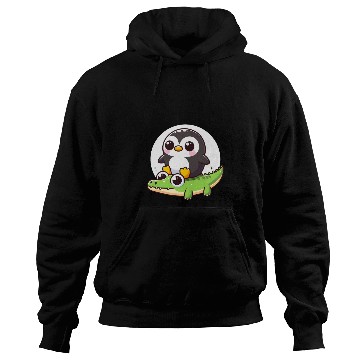 Discover Penguin on crocodile safar Hoodies