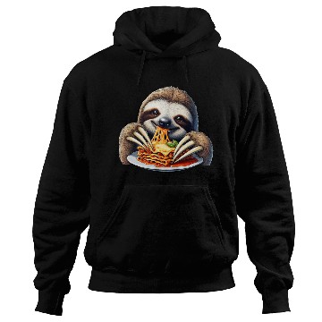 Discover Sloth Loves Lasagna: Cartoon Delight Hoodies