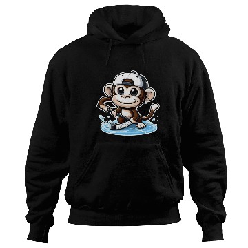 Discover Funny Monkey Playing Hockey Ice Hoodies
