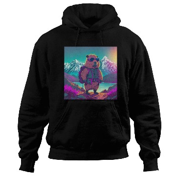 Discover Capybara hiking thru the Mountains Hoodies