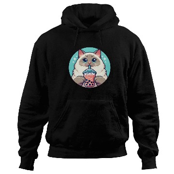 Discover Siamese cat having bubble tea Hoodies