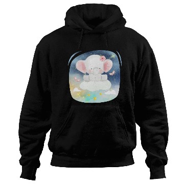 Discover Baby Elephant Ride Up To Sky Using Cloud Excited Hoodies
