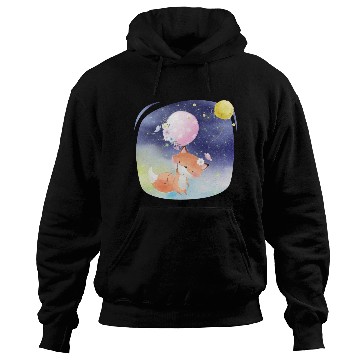 Discover Funny Happy Fox Flying to Sky Using Balloon Hoodies