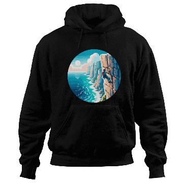 Discover Coastal Climb: Adventure on the Edge Hoodies