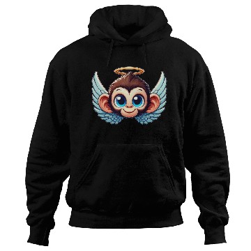 Discover Monkey chimpanzee cartoon angel wings Hoodies