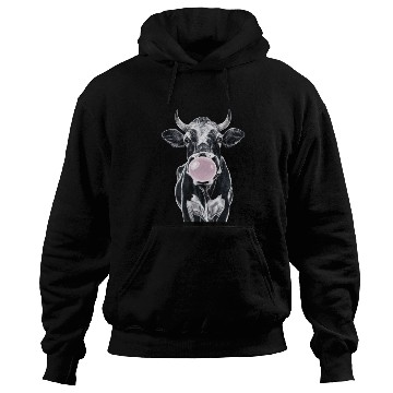 Discover Fun cow blowing a bubble Hoodies