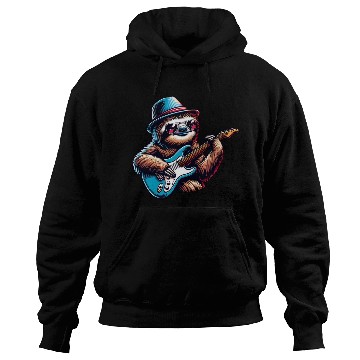 Discover Cool Sloth E-Guitar Player Design Hoodies