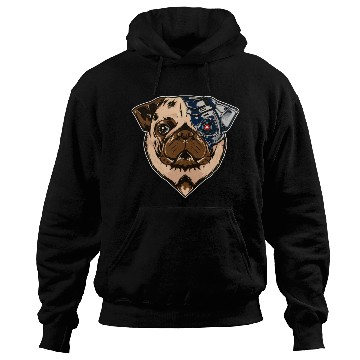 Discover Pug cyborg face dog Hoodies