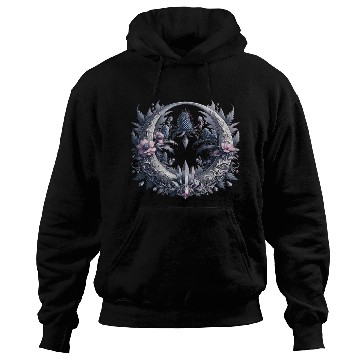 Discover Crescent moon in silver, with crystals and flowers Hoodies