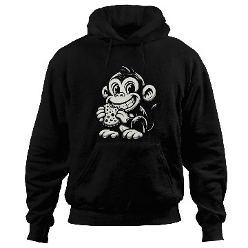 Discover Chimpanzee with Cookie Monochrome Design Hoodies