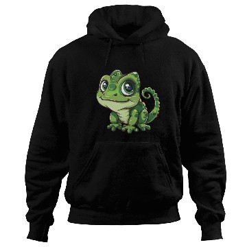 Discover Adorable Wide-Eyed Green Chameleon Hoodies