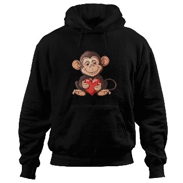Discover Adorable Monkey Holding A Heart Illustration - Hoodies