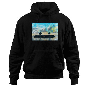 Discover Peaceful sunset on beach scene with acrylic Hoodies