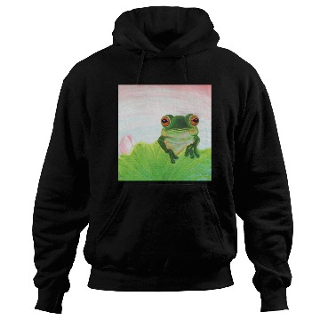 Discover Green Frog Relaxing in the Pond Hoodies