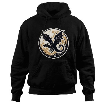 Discover Mystical Dragon Silhouette Against Full Moon Hoodies