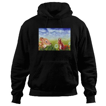 Discover Little Fawn & Squirrel Illustration Hoodies