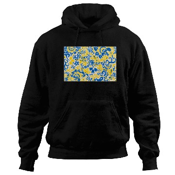 Discover Ukrainian flag colors on floral folklore pattern Hoodies