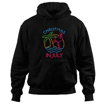 Discover Christmas In July Pink Flamingo Hoodies