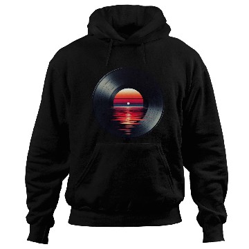 Discover Vinyl LP Music Record, Retro Sunset Hoodies