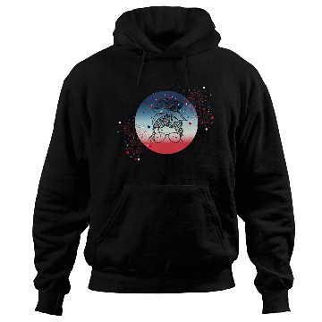 Discover 4th Of July Fireworks Messy Bun Hoodies