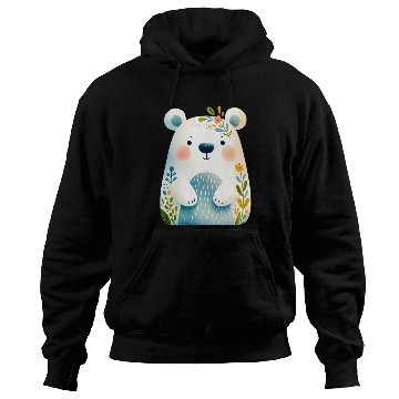 Discover White bear cub with flowers Hoodies