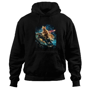 Discover Cat Riding Dinosaur Rex Hoodies