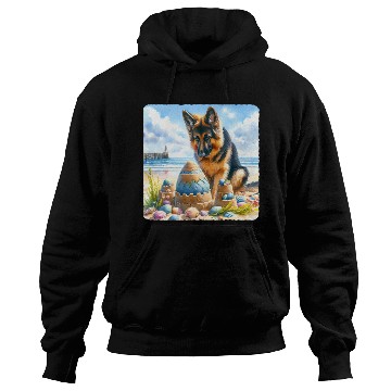 Discover German Shepherd Building Festive Sandcastle Hoodies