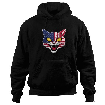 Discover Patriotic Cat With USA Flag Hoodies