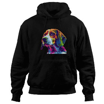 Discover Colorful Beagle Dog Portrait Art Hoodies