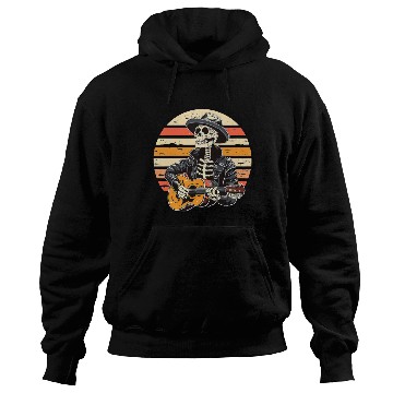 Discover Halloween Skeleton Playing Guitar Rock And Roll Hoodies
