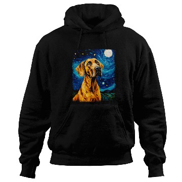 Discover Great Dane Dog Starry Night Painting Hoodies
