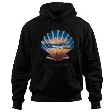 Discover Seashell Beach Scene Serene Ocean Landscape Hoodies