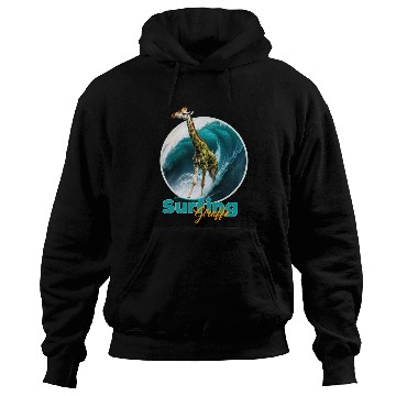 Discover Surfing Giraffe in a Storm Hoodies