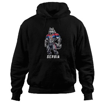 Discover Serbia Wolf Bodybuilding Design Hoodies