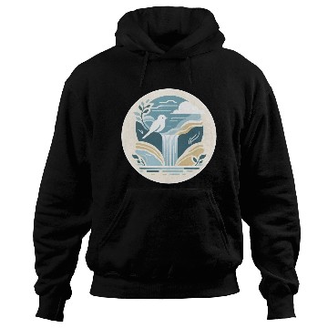Discover Serenity Waterfall and Bird Hoodies